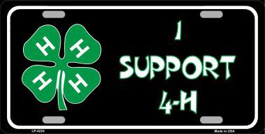 LP-4224 I Support 4-H Metal Novelty License Plate
