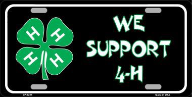 LP-4225 We Support 4-H Metal Novelty License Plate