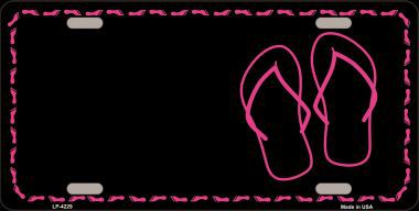 Picture of Smart Blonde LP-4229 Flip Flops Red Offset Metal Novelty License Plate