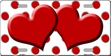 Picture of Smart Blonde LP-4245 Red White Polka Dot Print With Red Centered Hearts Novelty License Plate