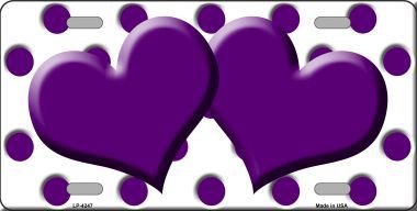 Picture of Smart Blonde LP-4247 Purple White Polka Dot Print With Purple Centered Hearts Novelty License Plate