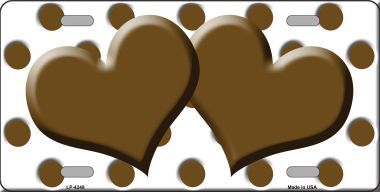 Picture of Smart Blonde LP-4248 Brown White Polka Dot Print With Brown Centered Hearts Novelty License Plate