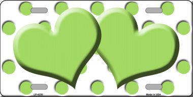 Picture of Smart Blonde LP-4250 Lime Green White Polka Dot Print With Lime Green Centered Hearts Novelty License Plate