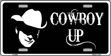 LP-4255 Cowboy Up License Metal Novelty License Plate