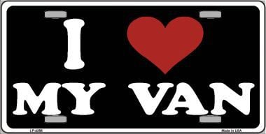 I Love My Van Black Metal Novelty License Plate