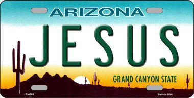 Picture of Smart Blonde LP-4263 Jesus Arizona Novelty State Background Metal License Plate