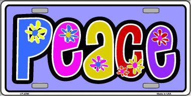 LP-4288 Peace And Flowers Metal Novelty License Plate
