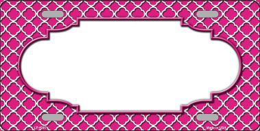 Picture of Smart Blonde LP-4297 Pink White Quatrefoil Center Scallop Metal Novelty License Plate