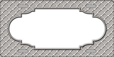 Picture of Smart Blonde LP-4303 Grey White Quatrefoil Center Scallop Metal Novelty License Plate