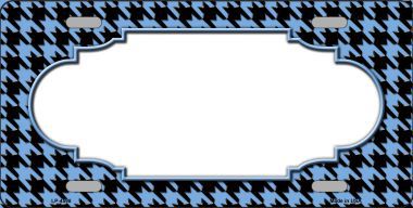 Picture of Smart Blonde LP-4598 Light Blue Black Houndstooth With Scallop Center Metal Novelty License Plate