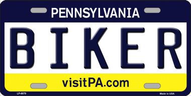 LP-6079 Biker Pennsylvania State Background Novelty Metal License Plate