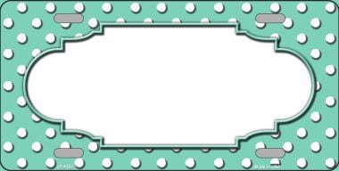 LP-4364 Scallop Mint White Polka Dot Metal Novelty License Plate