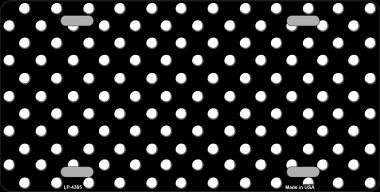 Black White Polka Dot Metal Novelty License Plate