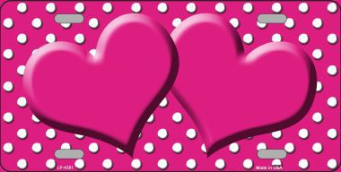 Picture of Smart Blonde LP-4381 Pink White Polka Dot Center Hearts Metal Novelty License Plate