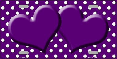 Picture of Smart Blonde LP-4388 Purple White Polka Dot Center Hearts Metal Novelty License Plate