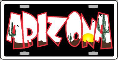 LP-4456 Arizona Black Metal Novelty License Plate