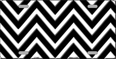 LP-4467 Black White Chevron Metal Novelty License Plate