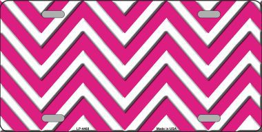 LP-4468 Pink White Chevron Metal Novelty License Plate