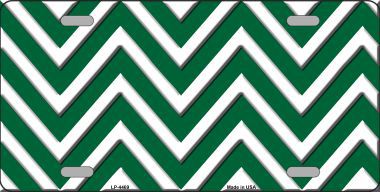 LP-4469 Green White Chevron Metal Novelty License Plate