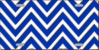 LP-4470 Blue White Chevron Metal Novelty License Plate