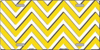 LP-4471 Yellow White Chevron Metal Novelty License Plate
