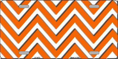 LP-4472 Orange White Chevron Metal Novelty License Plate