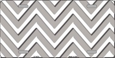 LP-4474 Grey White Chevron Metal Novelty License Plate