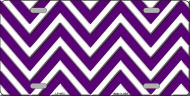 LP-4475 Purple White Chevron Metal Novelty License Plate