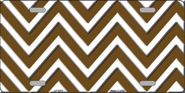 LP-4476 Brown White Chevron Metal Novelty License Plate