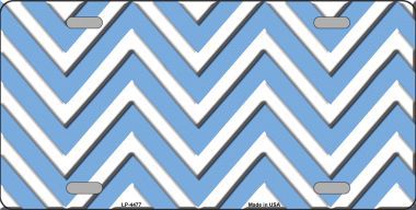 Picture of Smart Blonde LP-4477 Light Blue White Chevron Metal Novelty License Plate