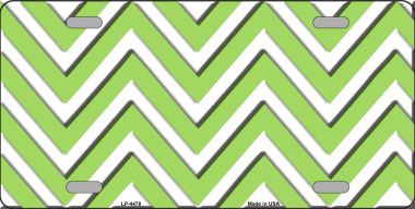 LP-4478 Lime Green White Chevron Metal Novelty License Plate