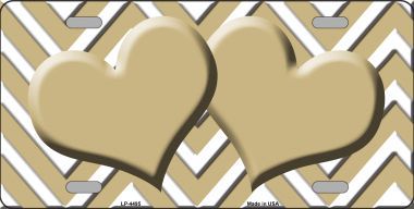 Picture of Smart Blonde LP-4495 Gold White Chevron Gold Center Hearts Metal Novelty License Plate