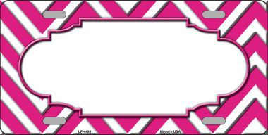 Picture of Smart Blonde LP-4498 Pink White Chevron With Center Scallop Metal Novelty License Plate