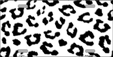 LP-4514 White Black Cheetah Print Metal Novelty License Plate