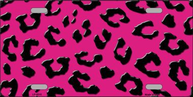 Pink Black Cheetah Print Metal Novelty License Plate