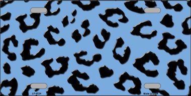 LP-4524 Light Blue Black Cheetah Print Metal Novelty License Plate