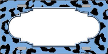 Picture of Smart Blonde LP-4554 Light Blue Black Cheetah Print With Scallop Metal Novelty License Plate