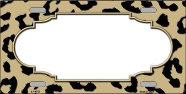 LP-4557 Gold Black Cheetah Print With Scallop Metal Novelty License Plate -  Smart Blonde