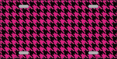 LP-4560 Pink Black Houndstooth Metal Novelty License Plate