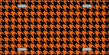 LP-4564 Orange Black Houndstooth Metal Novelty License Plate