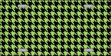 Picture of Smart Blonde LP-4570 Lime Green Black Houndstooth Metal Novelty License Plate