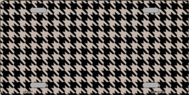 LP-4571 Tan Black Houndstooth Metal Novelty License Plate