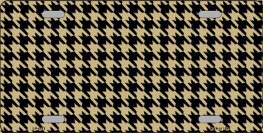 LP-4572 Gold Black Houndstooth Metal Novelty License Plate