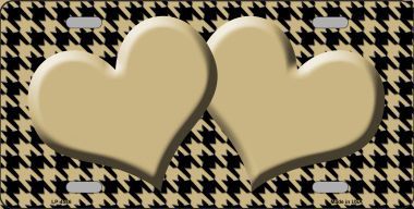 Picture of Smart Blonde LP-4586 Gold Black Houndstooth With Gold Center Hearts Metal Novelty License Plate