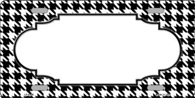 Novelty License Plate - White Black Houndstooth - 6 x 12 in - Durable Aluminum