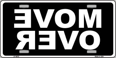 LP-4613 Move Over Black Metal Novelty License Plate