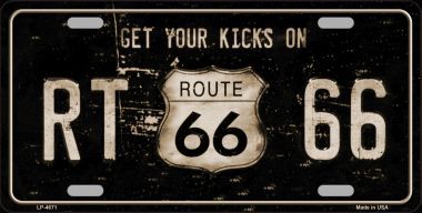Picture of Smart Blonde LP-4671 Route 66 Get Your Kicks Metal Novelty License Plate