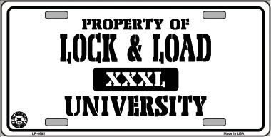 LP-4693 Lock And Load Metal Novelty License Plate