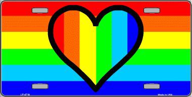 LP-4719 Rainbow Heart Metal Novelty License Plate