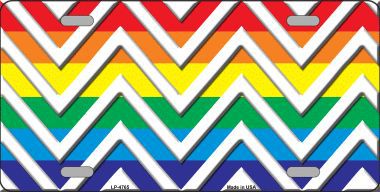 LP-4765 Rainbow White Chevron Metal Novelty License Plate